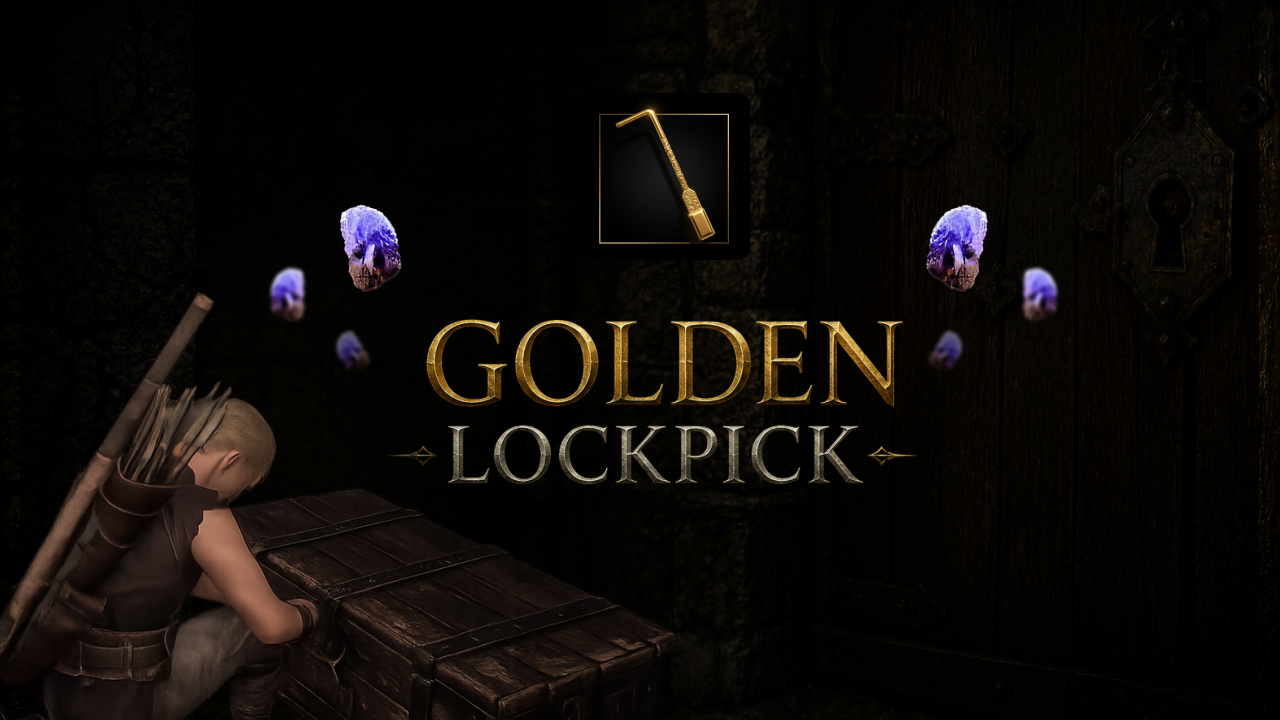 Golden Lockpick, the Gothic chest unlocker, in a Gothic dungeon